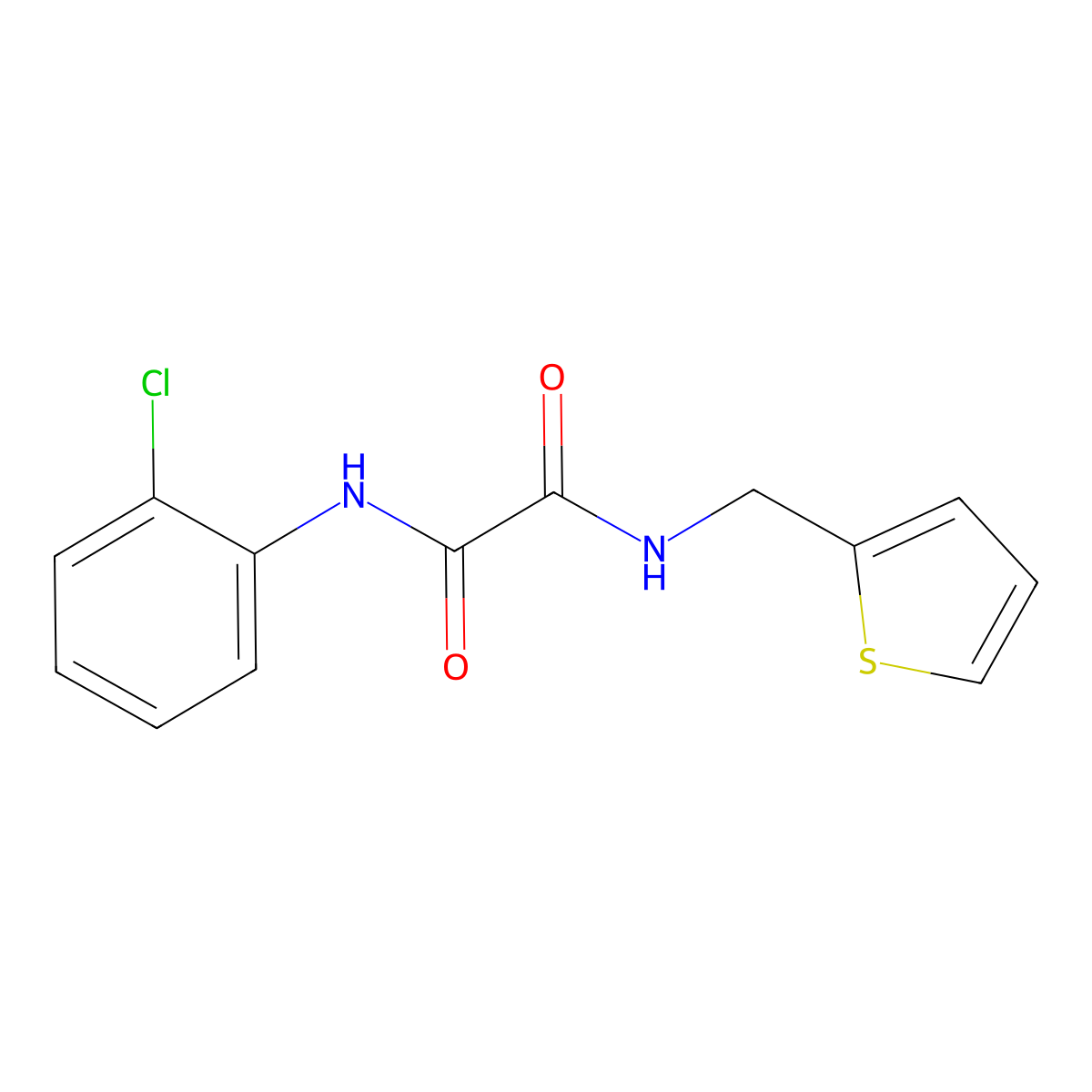 N'-(2-chlorophenyl)-N-(thiophen-2-ylmethyl)oxamide molecular structure, CAS 489440-53-1