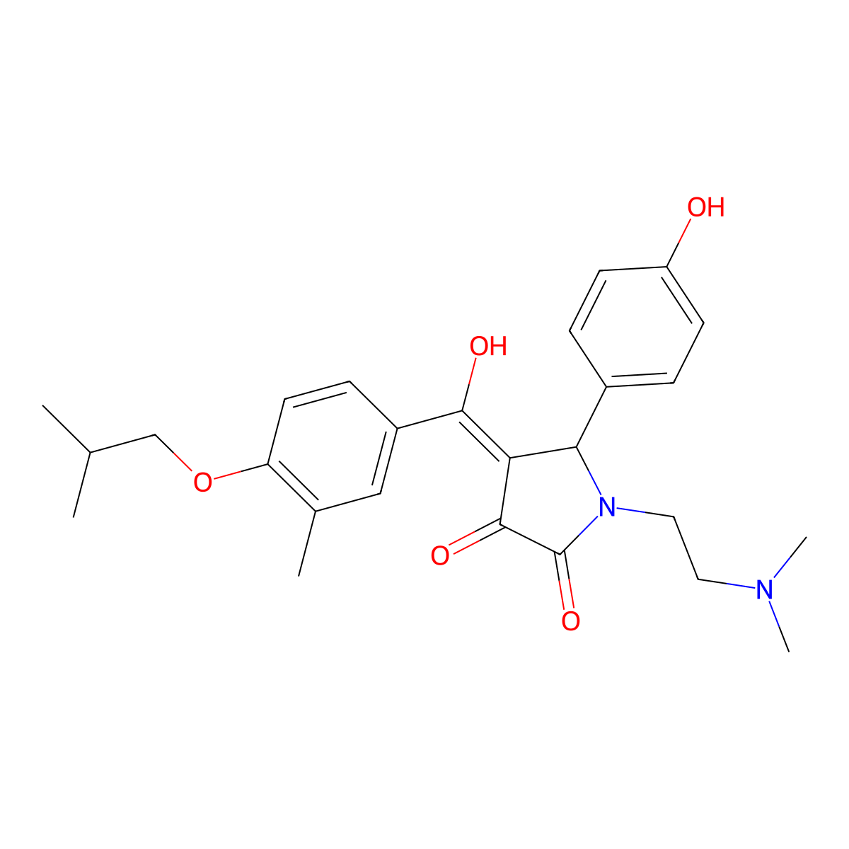 1-[2-(dimethylamino)ethyl]-3-hydroxy-5-(4-hydroxyphenyl)-4-[3-methyl-4-(2-methylpropoxy)benzoyl]-2,5-dihydro-1H-pyrrol-2-one molecular structure, CAS 489440-61-1