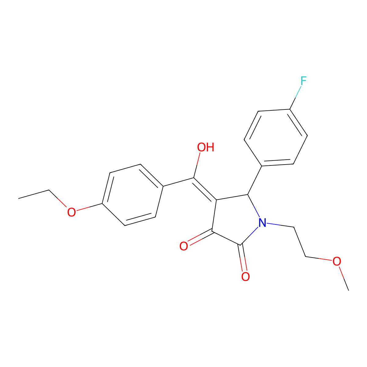 4-(4-ethoxybenzoyl)-5-(4-fluorophenyl)-3-hydroxy-1-(2-methoxyethyl)-2,5-dihydro-1H-pyrrol-2-one molecular structure, CAS 489440-87-1