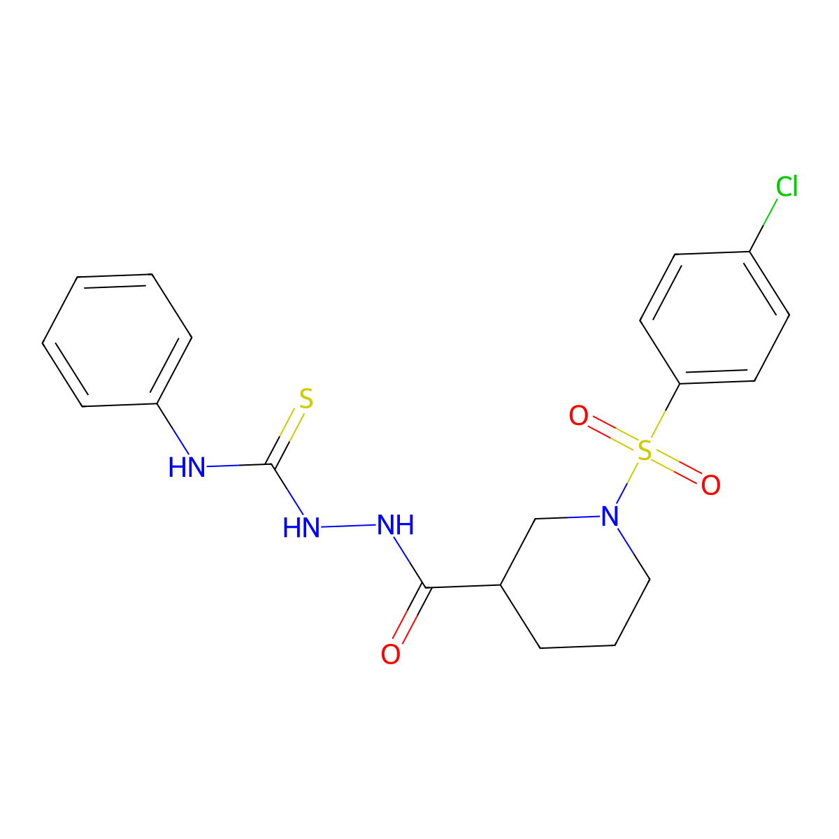 2-({1-[(4-chlorophenyl)sulfonyl]piperidin-3-yl}carbonyl)-N-phenylhydrazinecarbothioamide molecular structure, CAS 489441-98-7