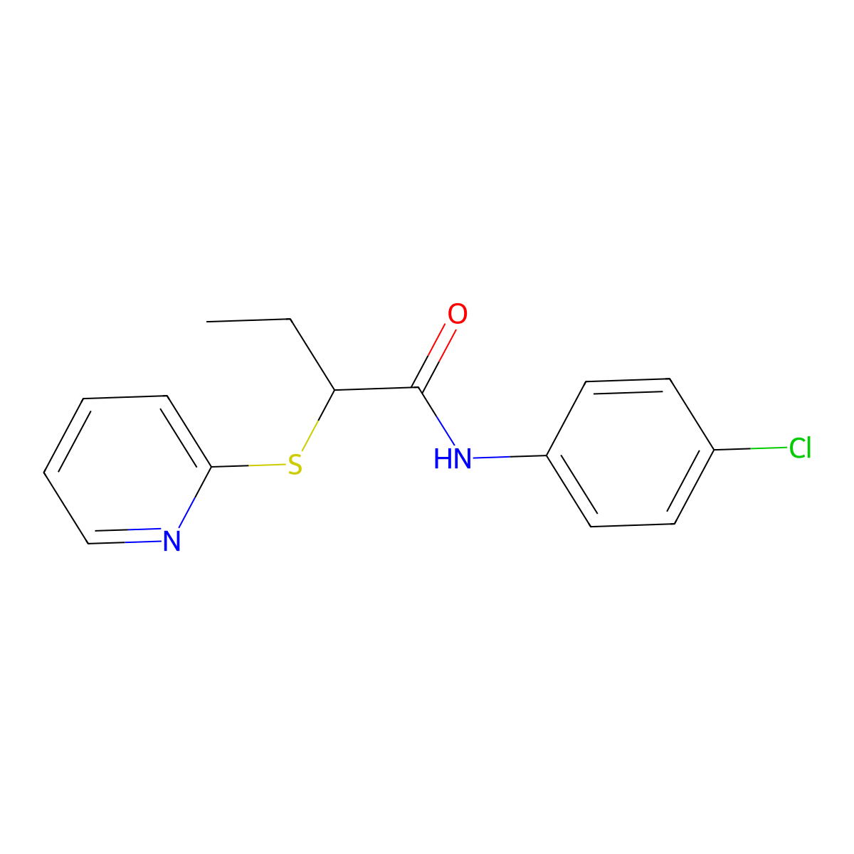 N-(4-chlorophenyl)-2-(pyridin-2-ylsulfanyl)butanamide molecular structure, CAS 489442-69-5