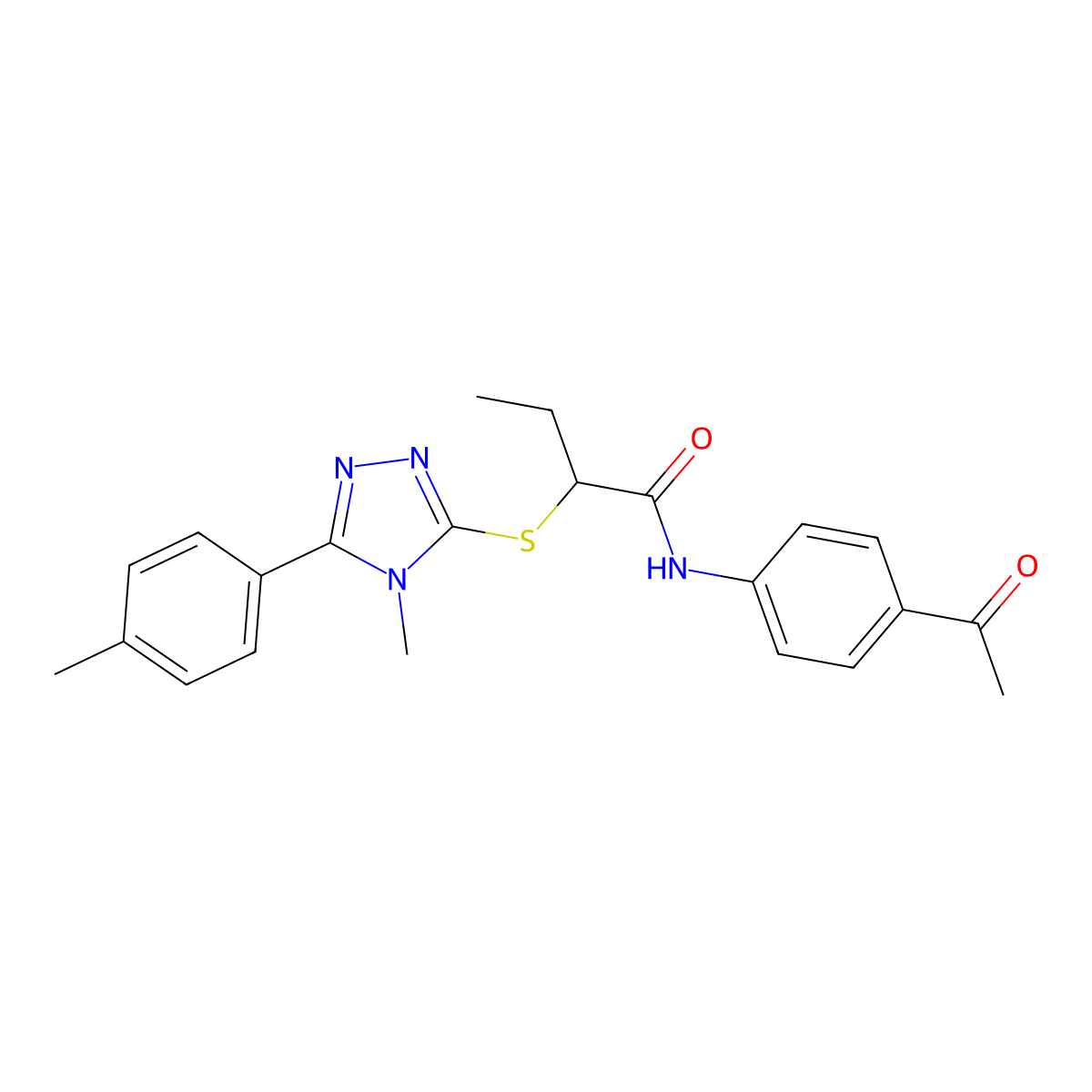 N-(4-acetylphenyl)-2-[[4-methyl-5-(4-methylphenyl)-1,2,4-triazol-3-yl]sulfanyl]butanamide molecular structure, CAS 489442-89-9