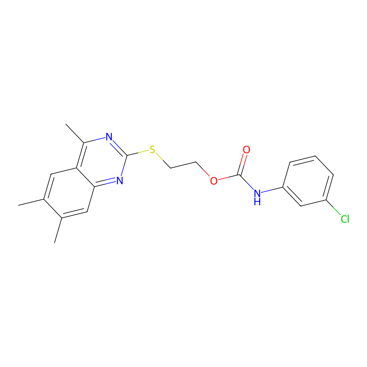 2-[(4,6,7-Trimethylquinazolin-2-yl)sulfanyl]ethyl (3-chlorophenyl)carbamate molecular structure, CAS 489443-31-4