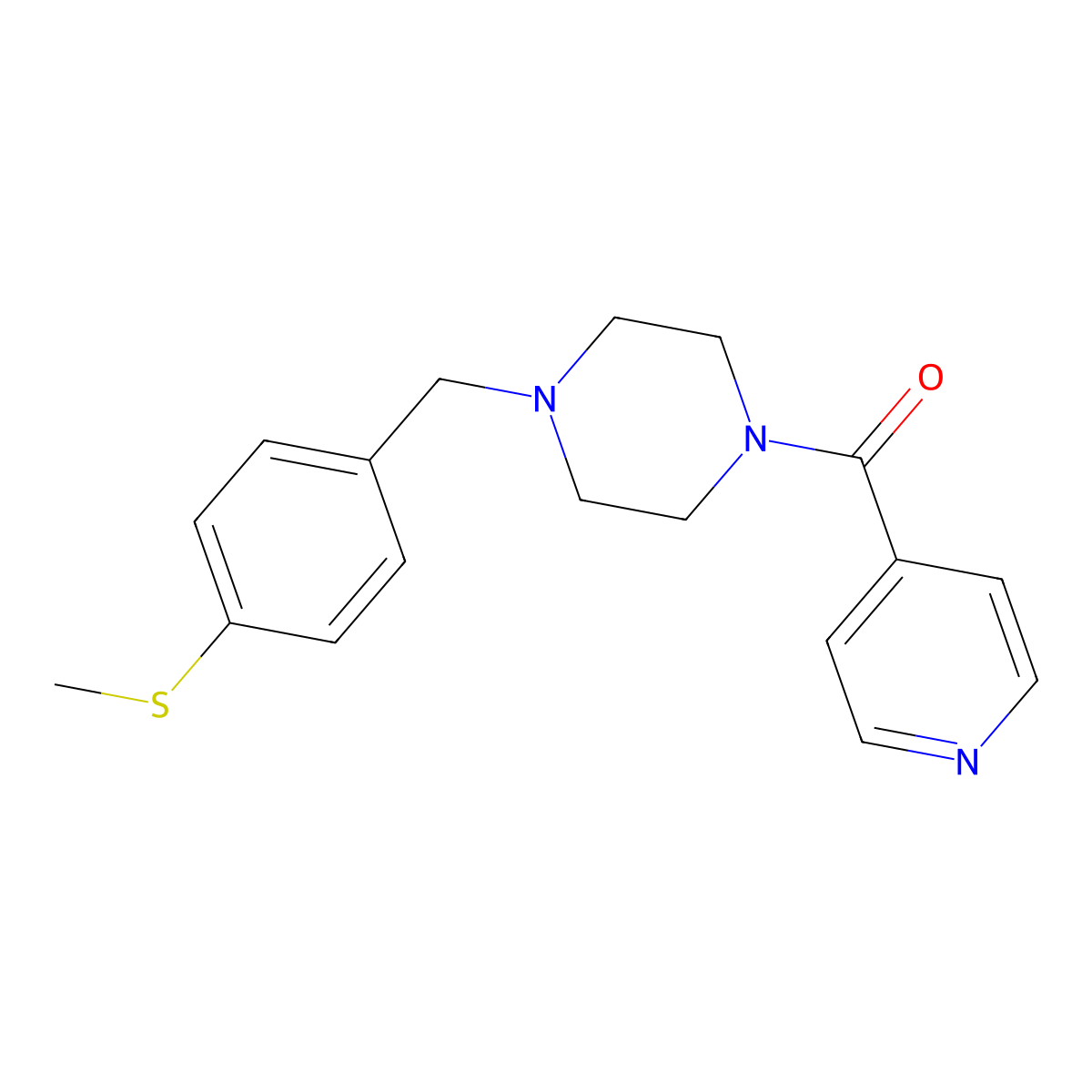 [4-[(4-Methylsulfanylphenyl)methyl]piperazin-1-yl]-pyridin-4-ylmethanone molecular structure, CAS 489443-41-6