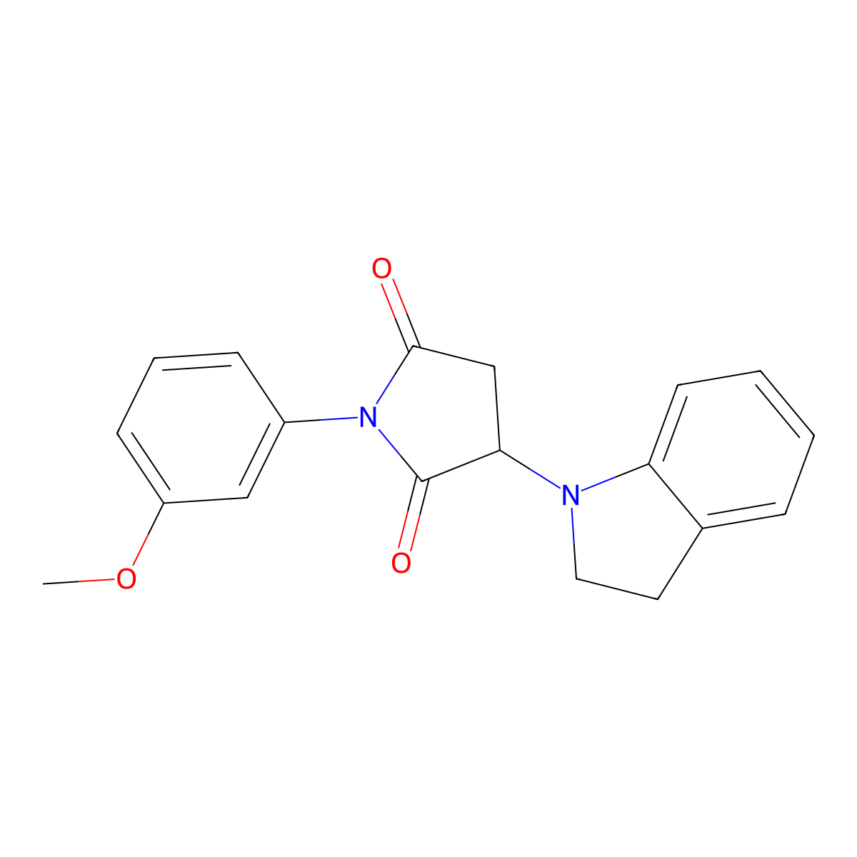 3-(2,3-dihydro-1H-indol-1-yl)-1-(3-methoxyphenyl)pyrrolidine-2,5-dione molecular structure, CAS 489444-33-9