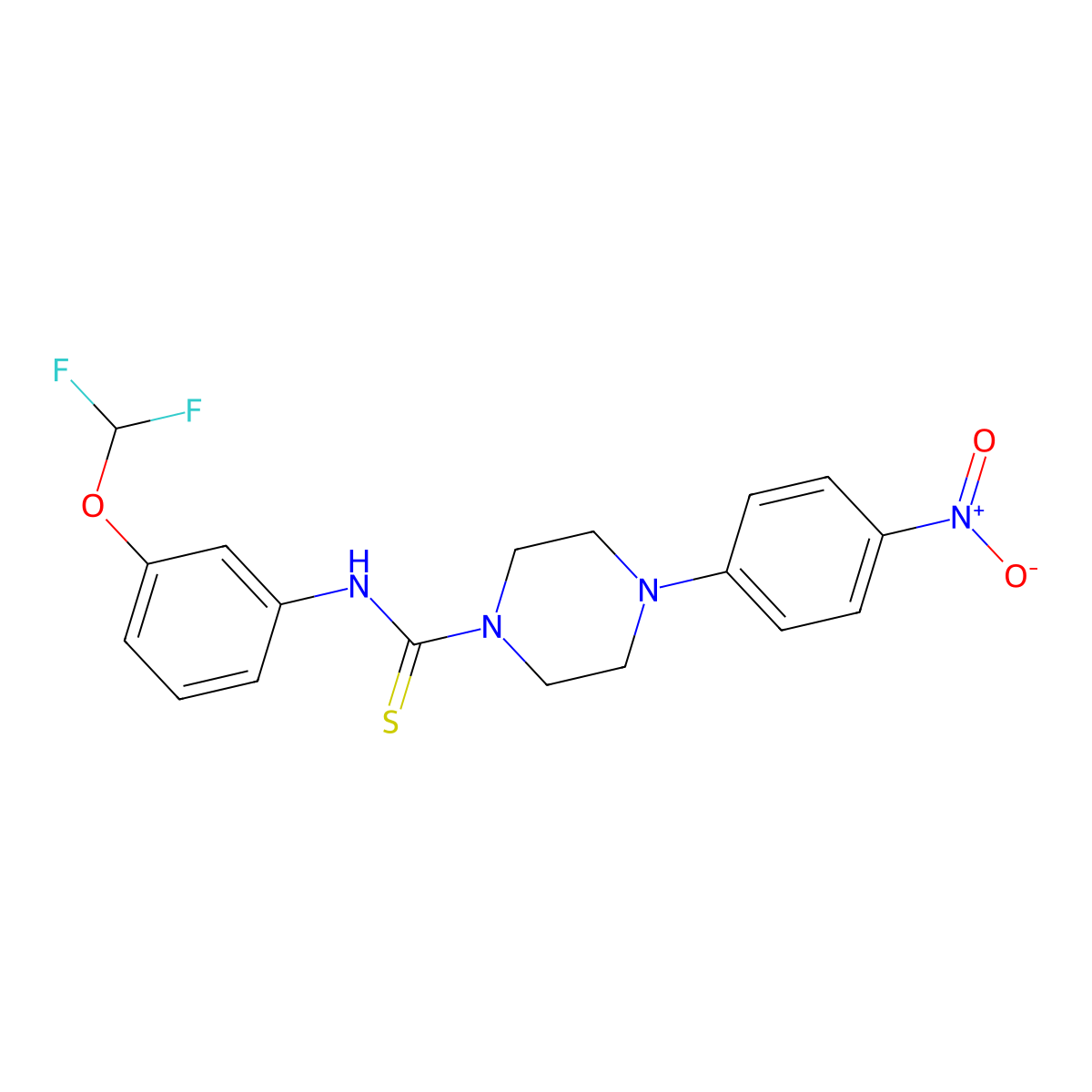 N-[3-(difluoromethoxy)phenyl]-4-(4-nitrophenyl)piperazine-1-carbothioamide molecular structure, CAS 489444-62-4