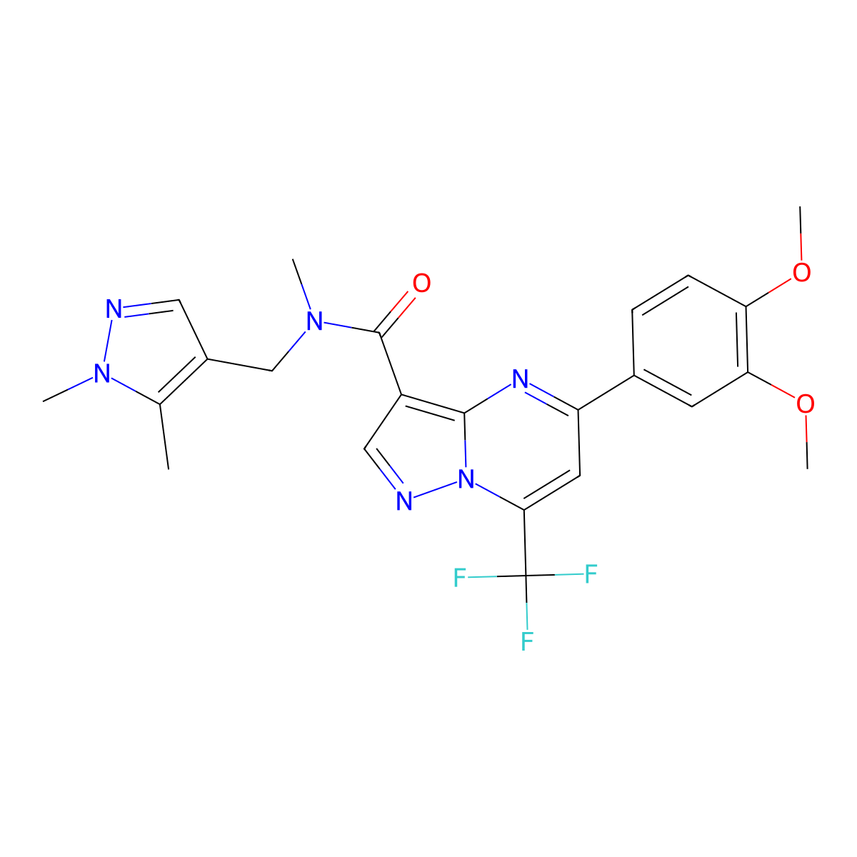 5-(3,4-dimethoxyphenyl)-N-[(1,5-dimethyl-1H-pyrazol-4-yl)methyl]-N-methyl-7-(trifluoromethyl)pyrazolo[1,5-a]pyrimidine-3-carboxamide molecular structure, CAS 489449-22-1