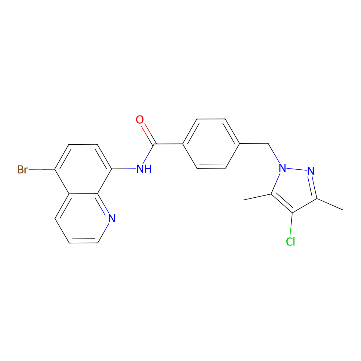 N-(5-bromoquinolin-8-yl)-4-[(4-chloro-3,5-dimethylpyrazol-1-yl)methyl]benzamide molecular structure, CAS 489449-44-7