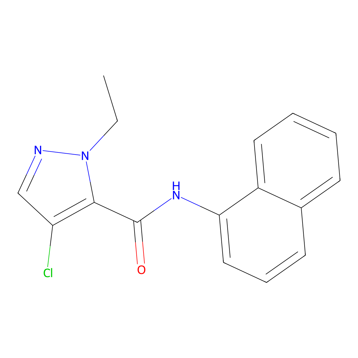 4-chloro-2-ethyl-N-naphthalen-1-ylpyrazole-3-carboxamide molecular structure, CAS 489449-72-1