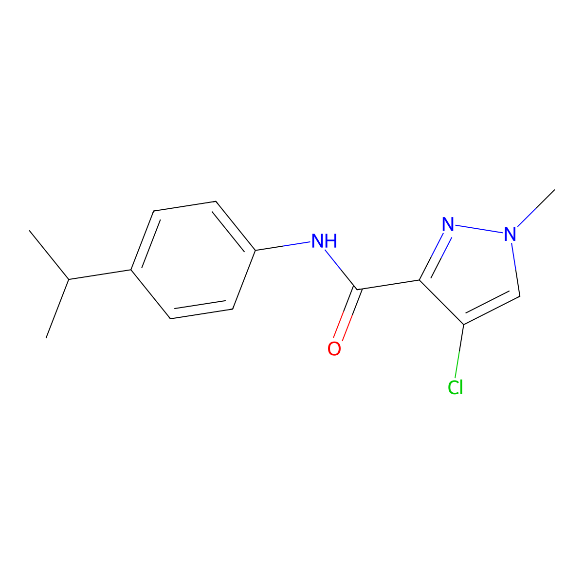 4-chloro-N-(4-isopropylphenyl)-1-methyl-1H-pyrazole-3-carboxamide molecular structure, CAS 489449-80-1