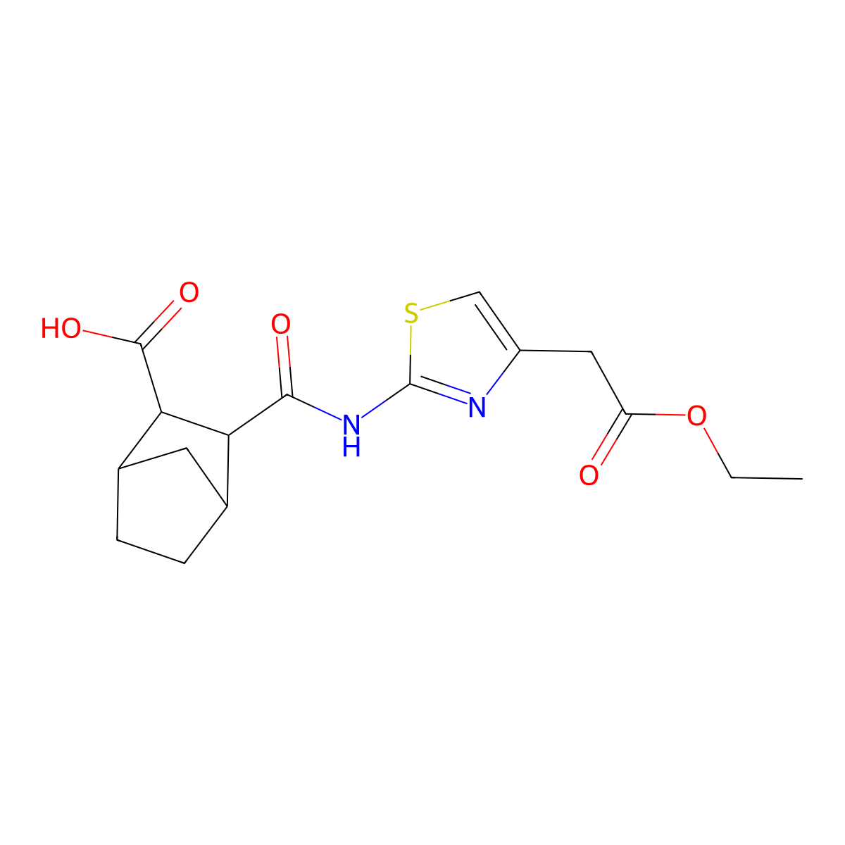 3-{[4-(2-Ethoxy-2-oxoethyl)-1,3-thiazol-2-yl]carbamoyl}bicyclo[2.2.1]heptane-2-carboxylic acid molecular structure, CAS 489449-82-3