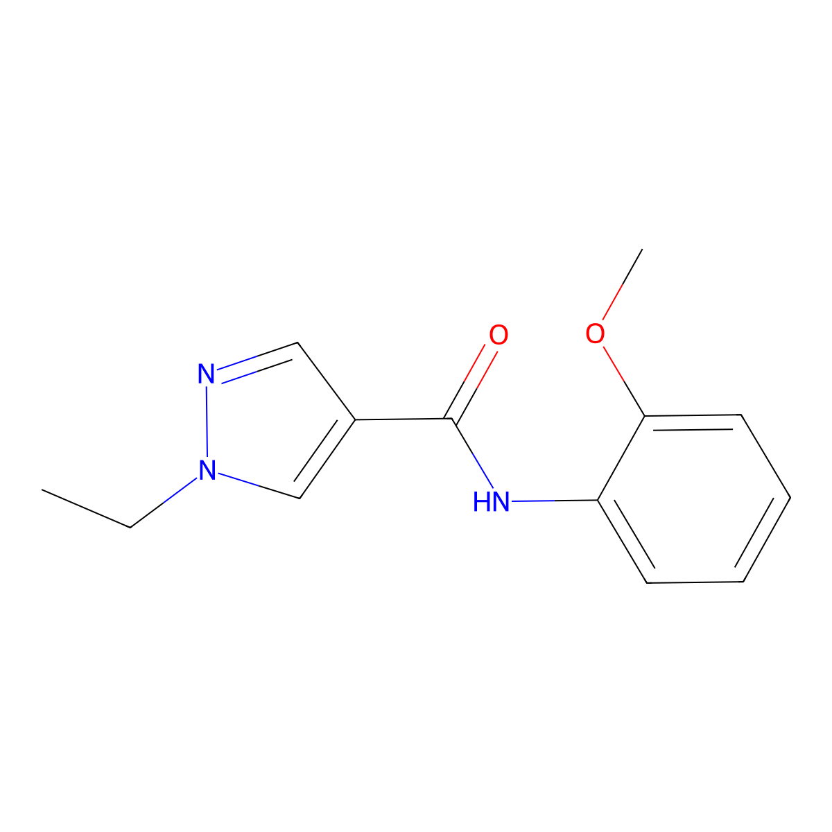 (1-ethylpyrazol-4-yl)-N-(2-methoxyphenyl)carboxamide molecular structure, CAS 489449-84-5