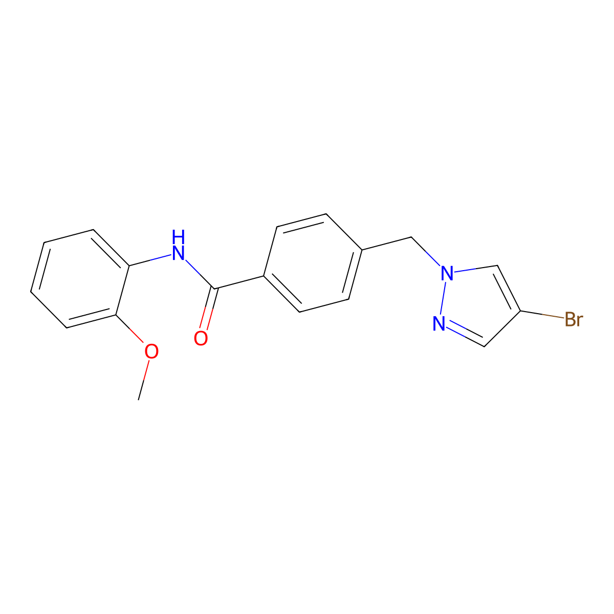 4-[(4-bromo-1H-pyrazol-1-yl)methyl]-N-(2-methoxyphenyl)benzamide molecular structure, CAS 489450-08-0