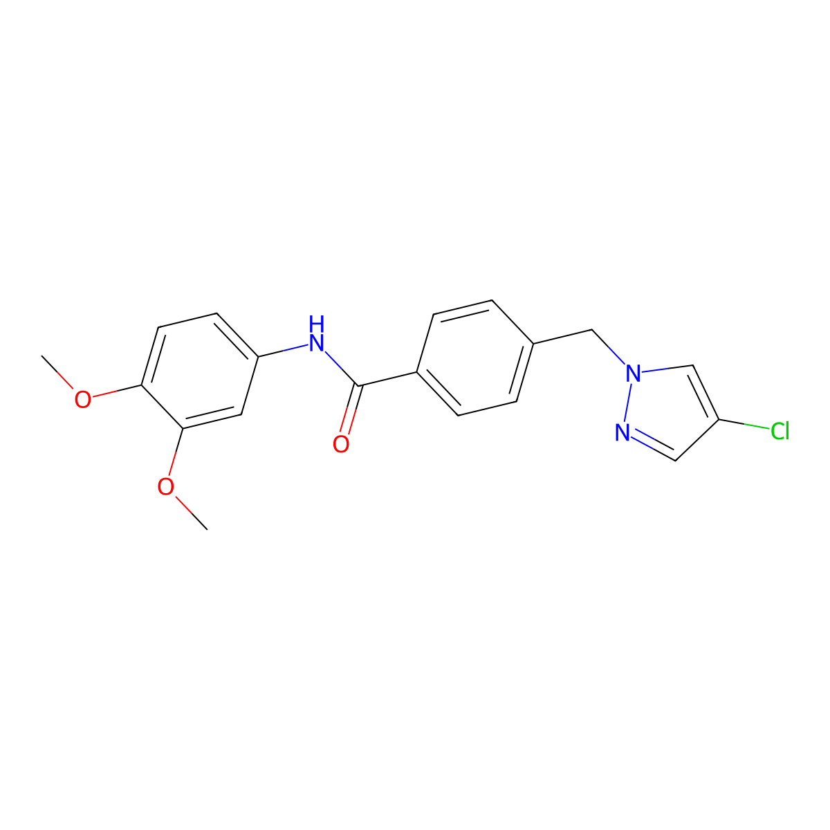 4-[(4-chloro-1H-pyrazol-1-yl)methyl]-N-(3,4-dimethoxyphenyl)benzamide molecular structure, CAS 489450-14-8