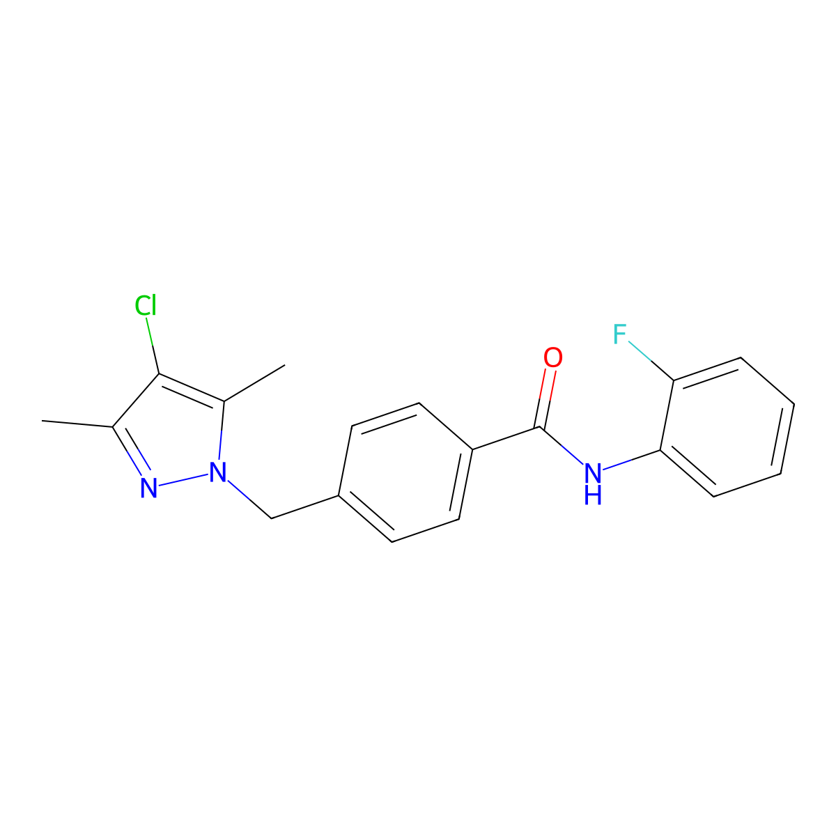 4-[(4-chloro-3,5-dimethyl-1H-pyrazol-1-yl)methyl]-N-(2-fluorophenyl)benzamide molecular structure, CAS 489450-15-9