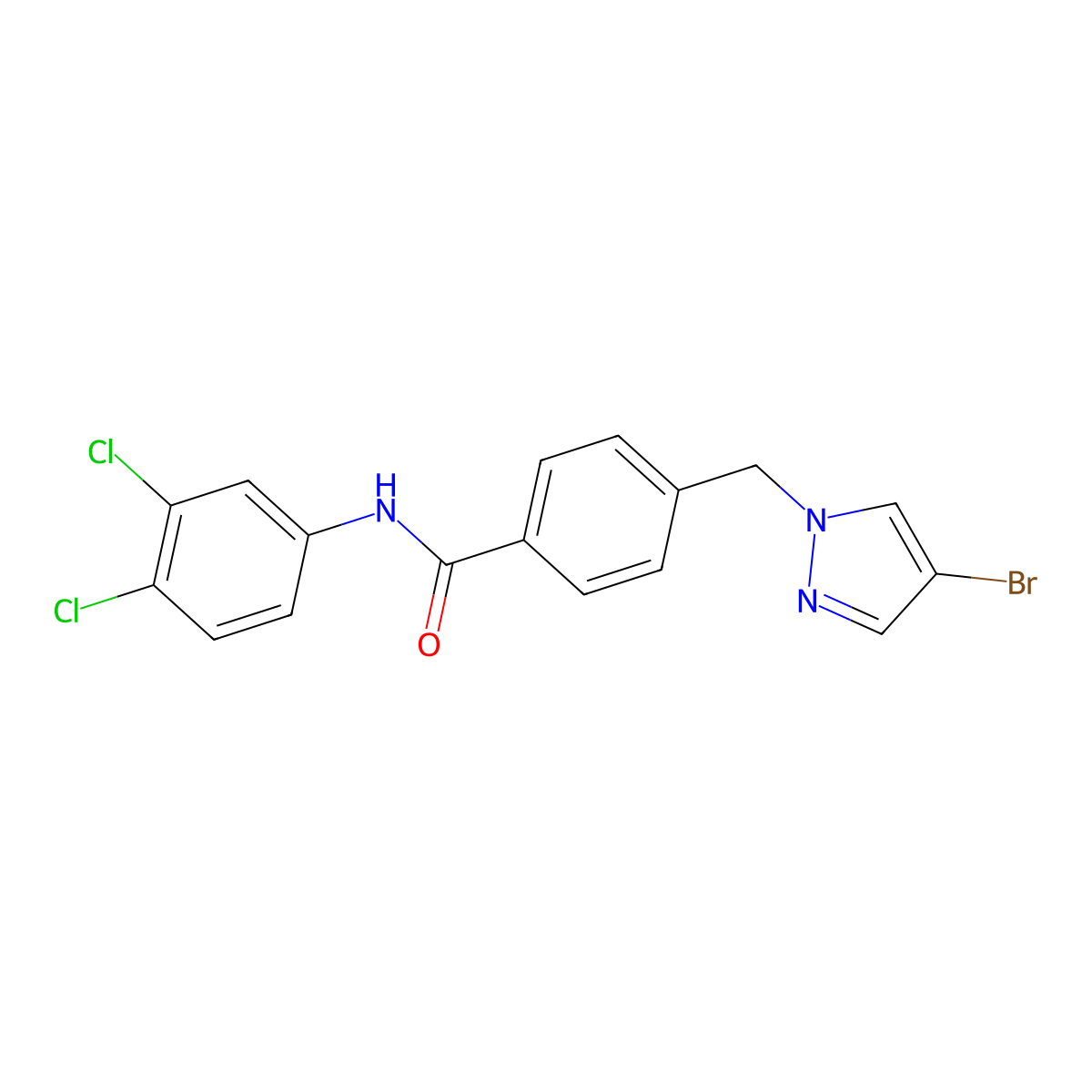 4-[(4-bromopyrazol-1-yl)methyl]-N-(3,4-dichlorophenyl)benzamide molecular structure, CAS 489450-25-1