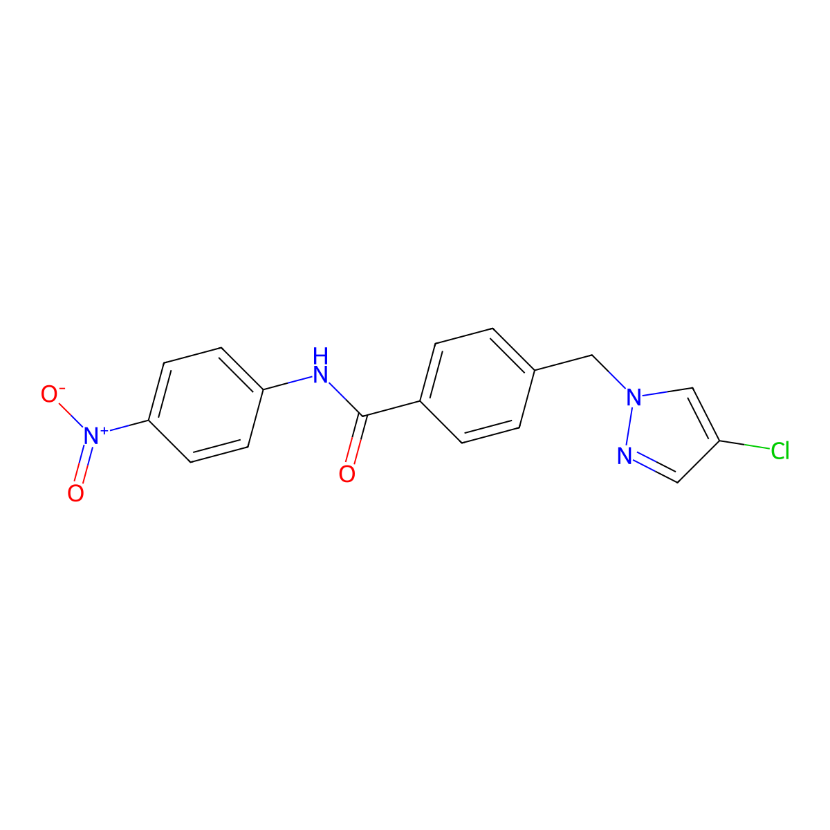 4-[(4-chloropyrazol-1-yl)methyl]-N-(4-nitrophenyl)benzamide molecular structure, CAS 489450-32-0