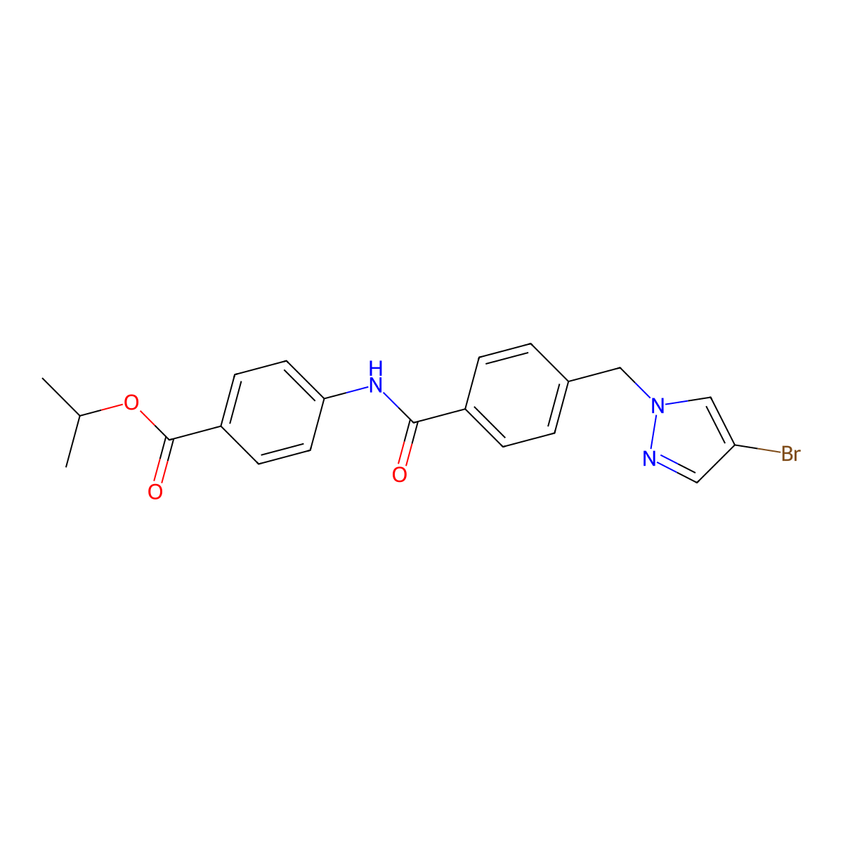 isopropyl 4-(4-((4-bromo-1H-pyrazol-1-yl)methyl)benzamido)benzoate molecular structure, CAS 489450-60-4