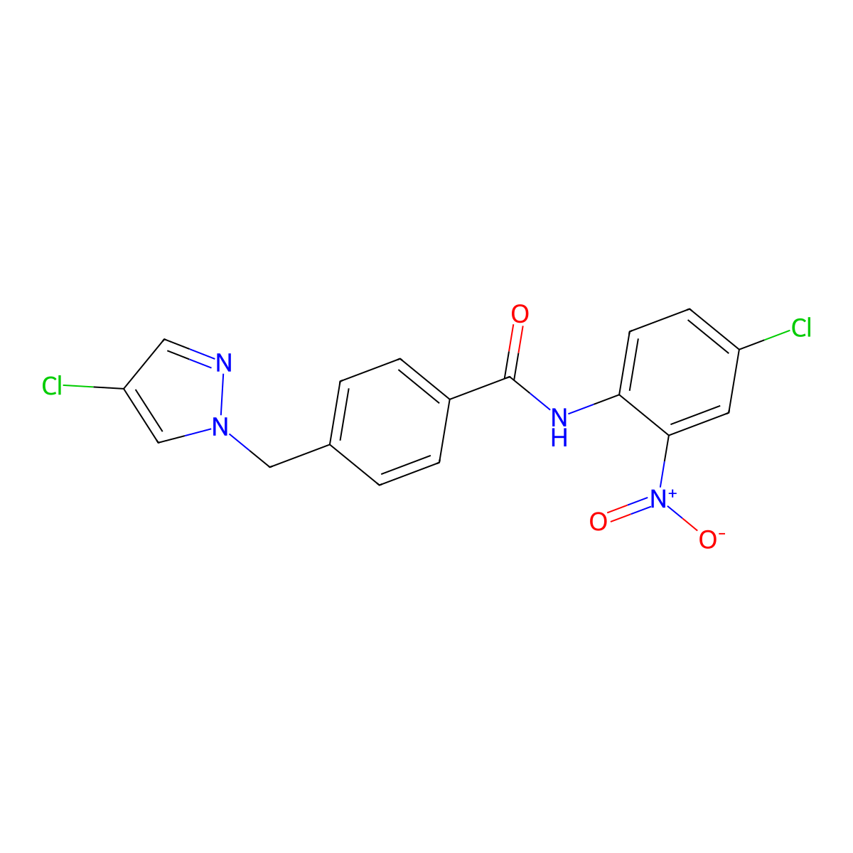 N-(4-chloro-2-nitrophenyl)-4-[(4-chloropyrazol-1-yl)methyl]benzamide molecular structure, CAS 489450-76-2