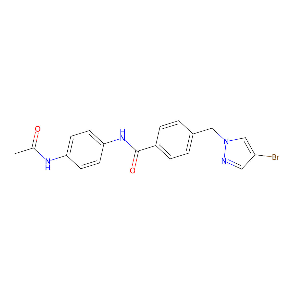 N-(4-acetamidophenyl)-4-[(4-bromopyrazol-1-yl)methyl]benzamide molecular structure, CAS 489450-88-6
