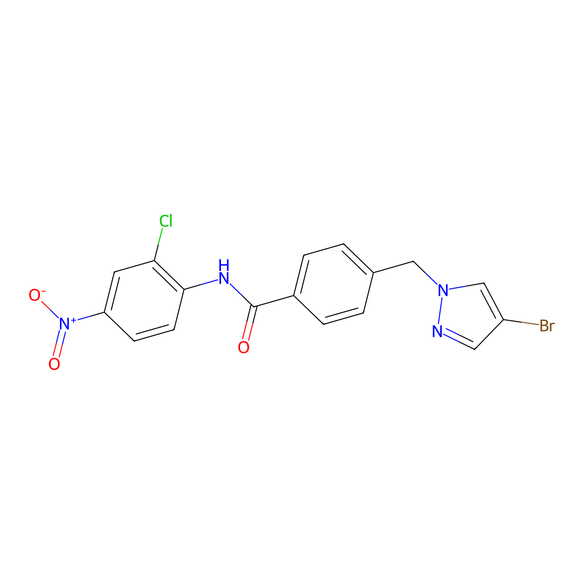 4-[(4-bromopyrazol-1-yl)methyl]-N-(2-chloro-4-nitrophenyl)benzamide molecular structure, CAS 489450-99-9