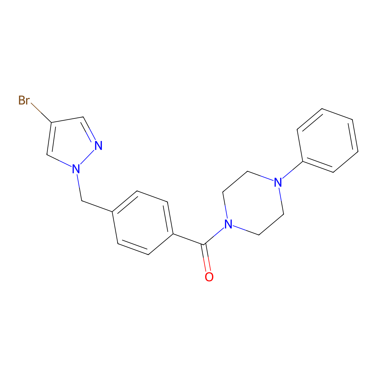 1-{4-[(4-bromo-1H-pyrazol-1-yl)methyl]benzoyl}-4-phenylpiperazine molecular structure, CAS 489451-11-8
