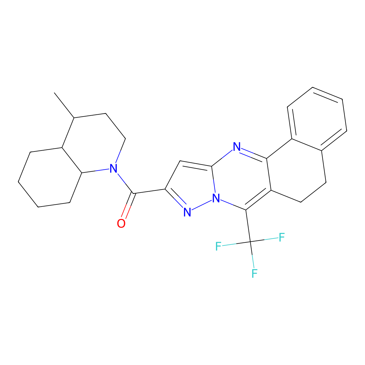 (4-methyloctahydroquinolin-1(2H)-yl)[7-(trifluoromethyl)-5,6-dihydrobenzo[h]pyrazolo[5,1-b]quinazolin-10-yl]methanone molecular structure, CAS 489451-14-1