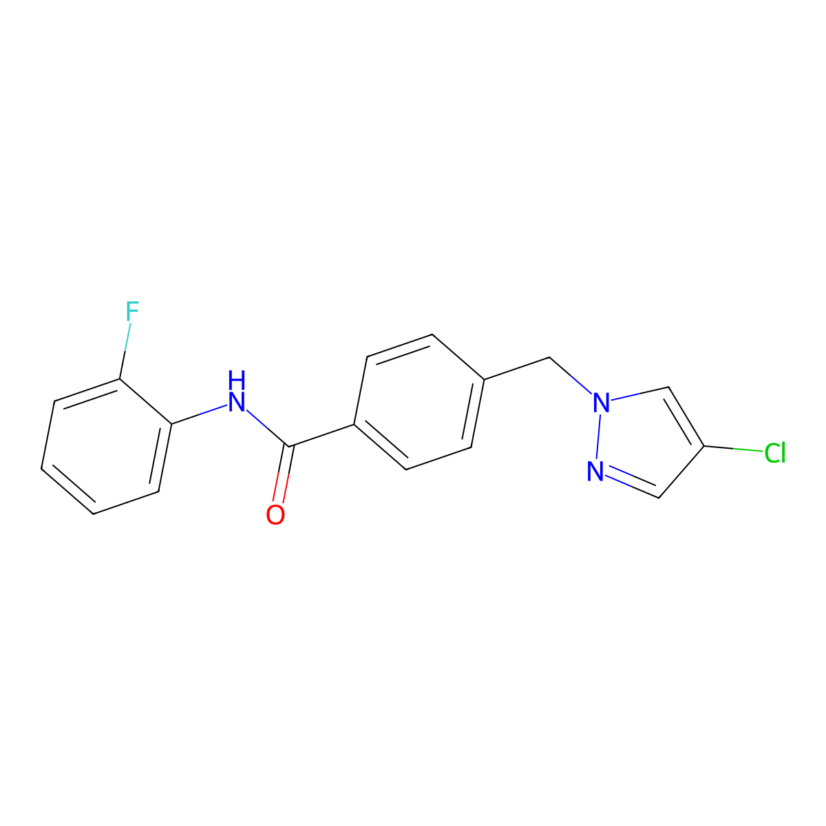 4-[(4-chloro-1H-pyrazol-1-yl)methyl]-N-(2-fluorophenyl)benzamide molecular structure, CAS 489451-21-0
