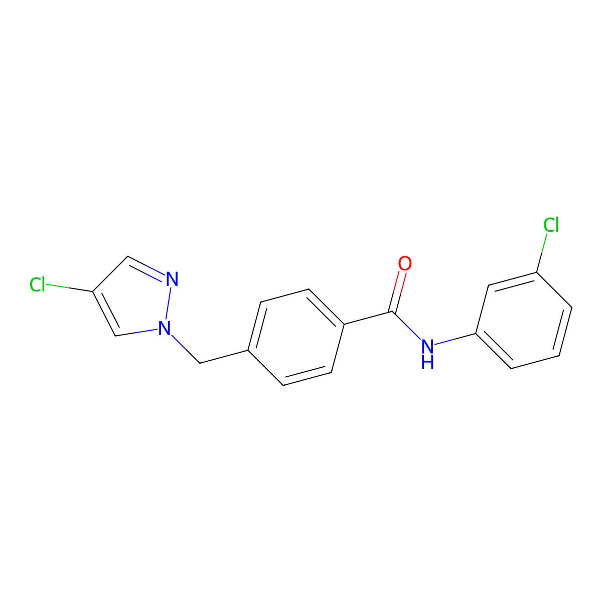 N-(3-chlorophenyl)-4-[(4-chloro-1H-pyrazol-1-yl)methyl]benzamide molecular structure, CAS 489451-25-4
