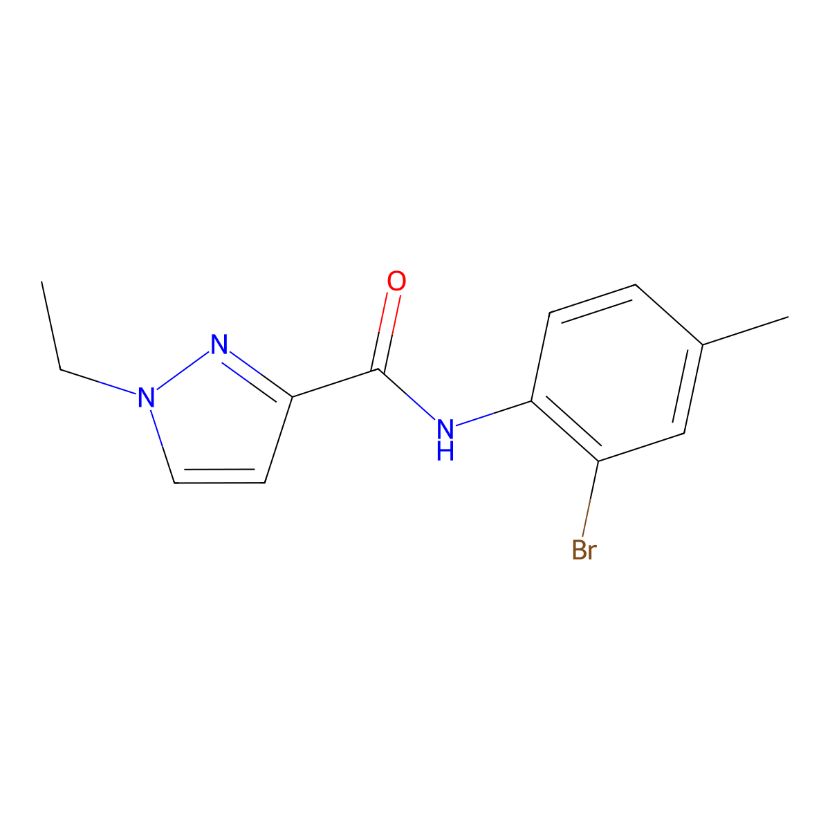 N-(2-bromo-4-methylphenyl)-1-ethylpyrazole-3-carboxamide molecular structure, CAS 489452-00-8