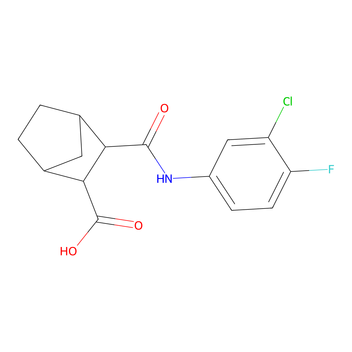2-[(3-Chloro-4-fluorophenyl)carbamoyl]bicyclo[2.2.1]heptane-3-carboxylic acid molecular structure, CAS 489452-10-0