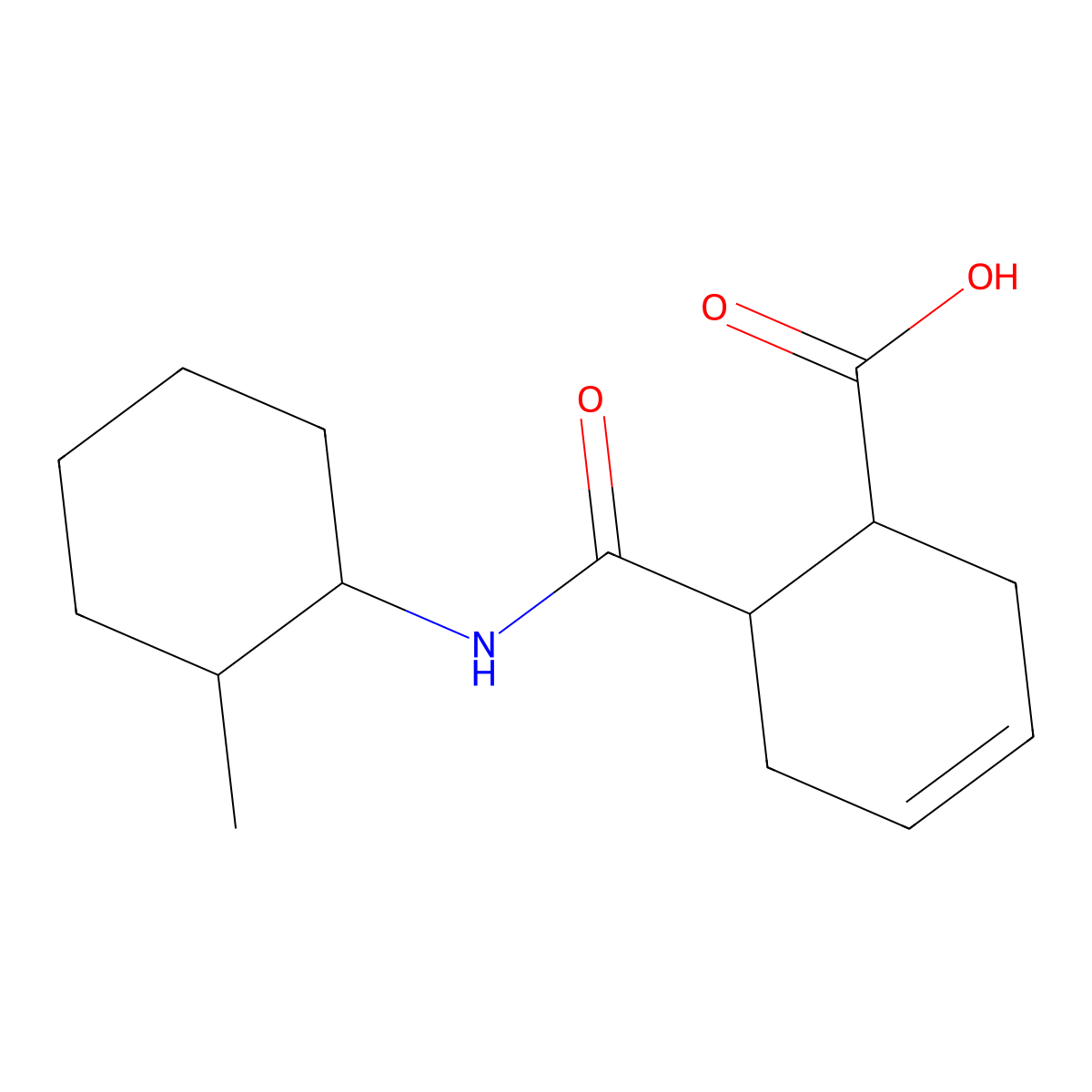 6-[(2-Methylcyclohexyl)carbamoyl]cyclohex-3-ene-1-carboxylic acid molecular structure, CAS 489452-17-7