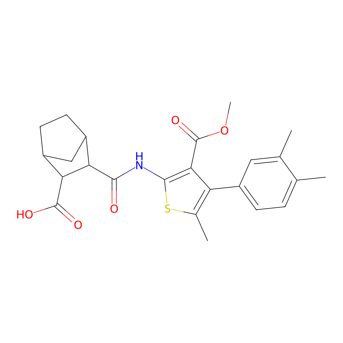 2-[[4-(3,4-Dimethylphenyl)-3-methoxycarbonyl-5-methylthiophen-2-yl]carbamoyl]bicyclo[2.2.1]heptane-3-carboxylic acid molecular structure, CAS 489452-20-2