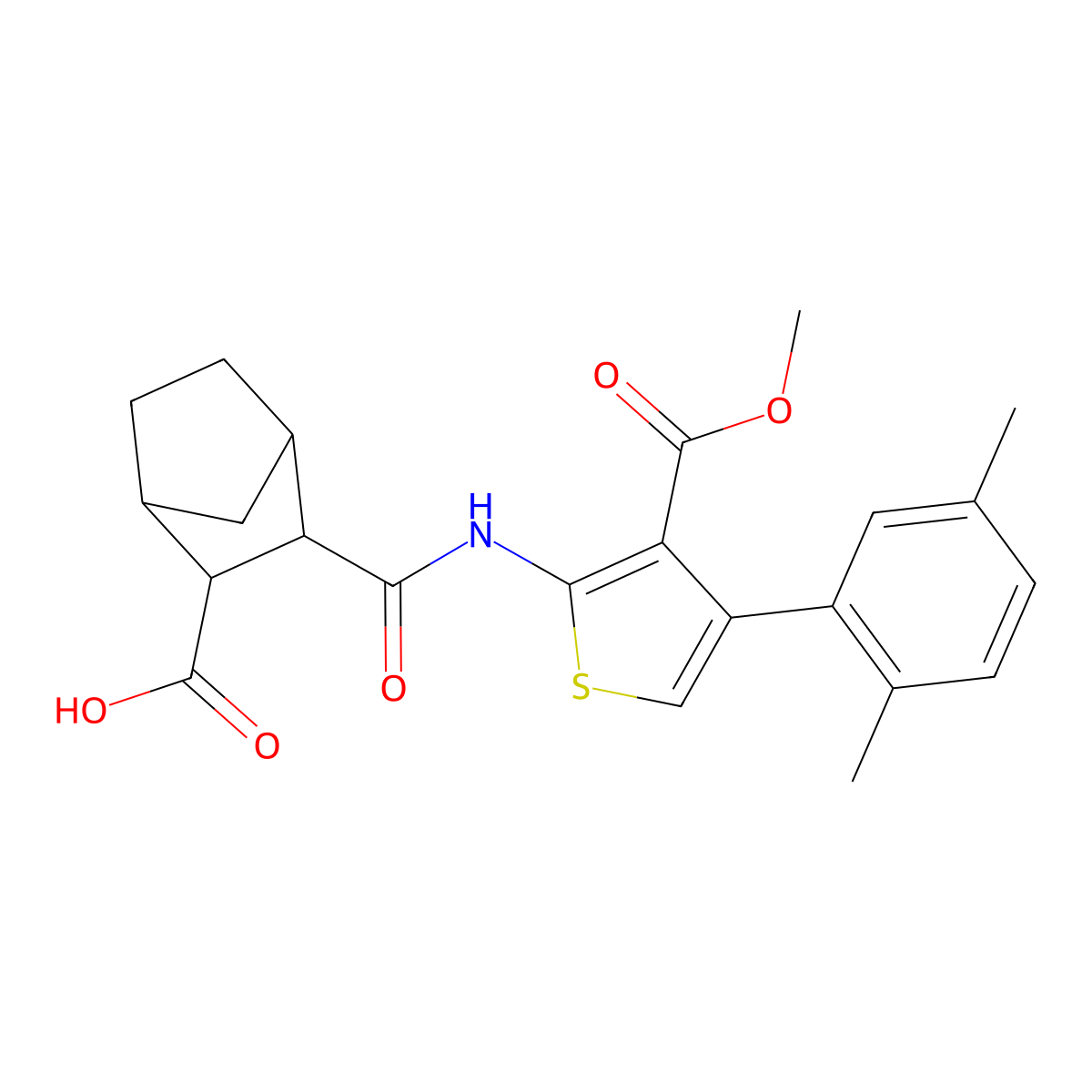 3-{[4-(2,5-Dimethylphenyl)-3-(methoxycarbonyl)thiophen-2-yl]carbamoyl}bicyclo[2.2.1]heptane-2-carboxylic acid molecular structure, CAS 489452-21-3