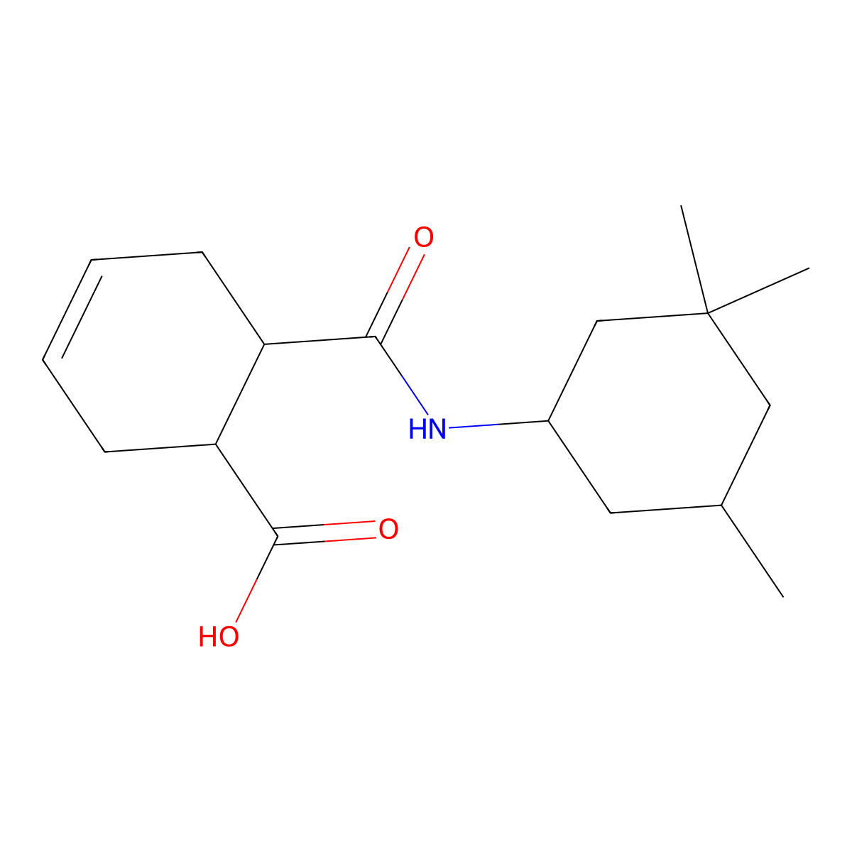 6-[(3,3,5-Trimethylcyclohexyl)carbamoyl]cyclohex-3-ene-1-carboxylic acid molecular structure, CAS 489452-22-4