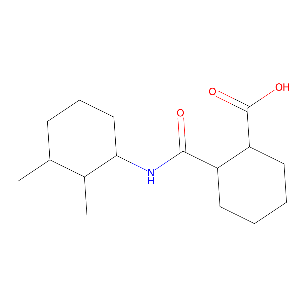 2-[(2,3-Dimethylcyclohexyl)carbamoyl]cyclohexanecarboxylic acid molecular structure, CAS 489452-25-7