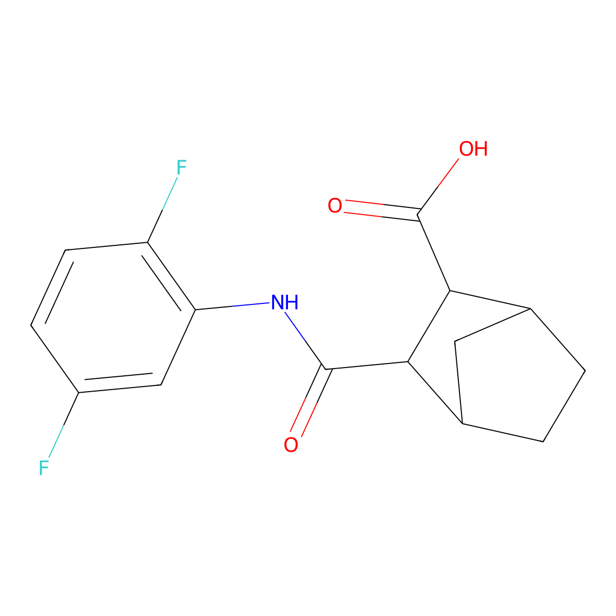 2-[(2,5-Difluorophenyl)carbamoyl]bicyclo[2.2.1]heptane-3-carboxylic acid molecular structure, CAS 489452-27-9