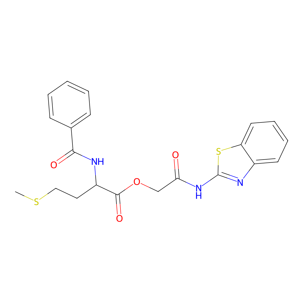 2-(1,3-benzothiazol-2-ylamino)-2-oxoethyl N-(phenylcarbonyl)methioninate molecular structure, CAS 489452-43-9