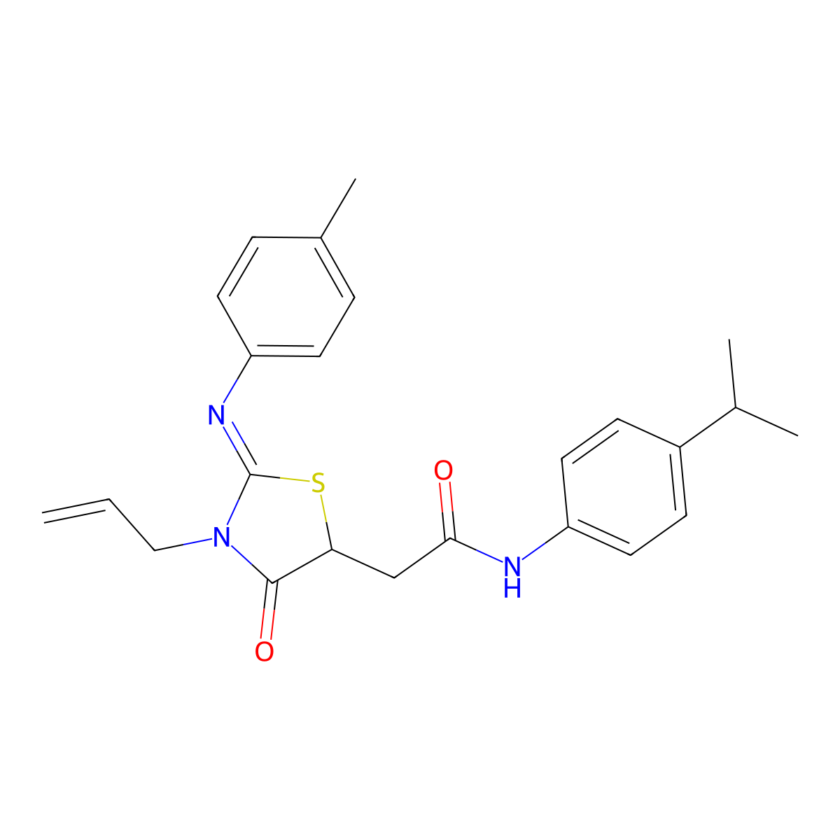 2-{3-allyl-2-[(4-methylphenyl)imino]-4-oxo-1,3-thiazolidin-5-yl}-N-(4-isopropylphenyl)acetamide molecular structure, CAS 489454-33-3