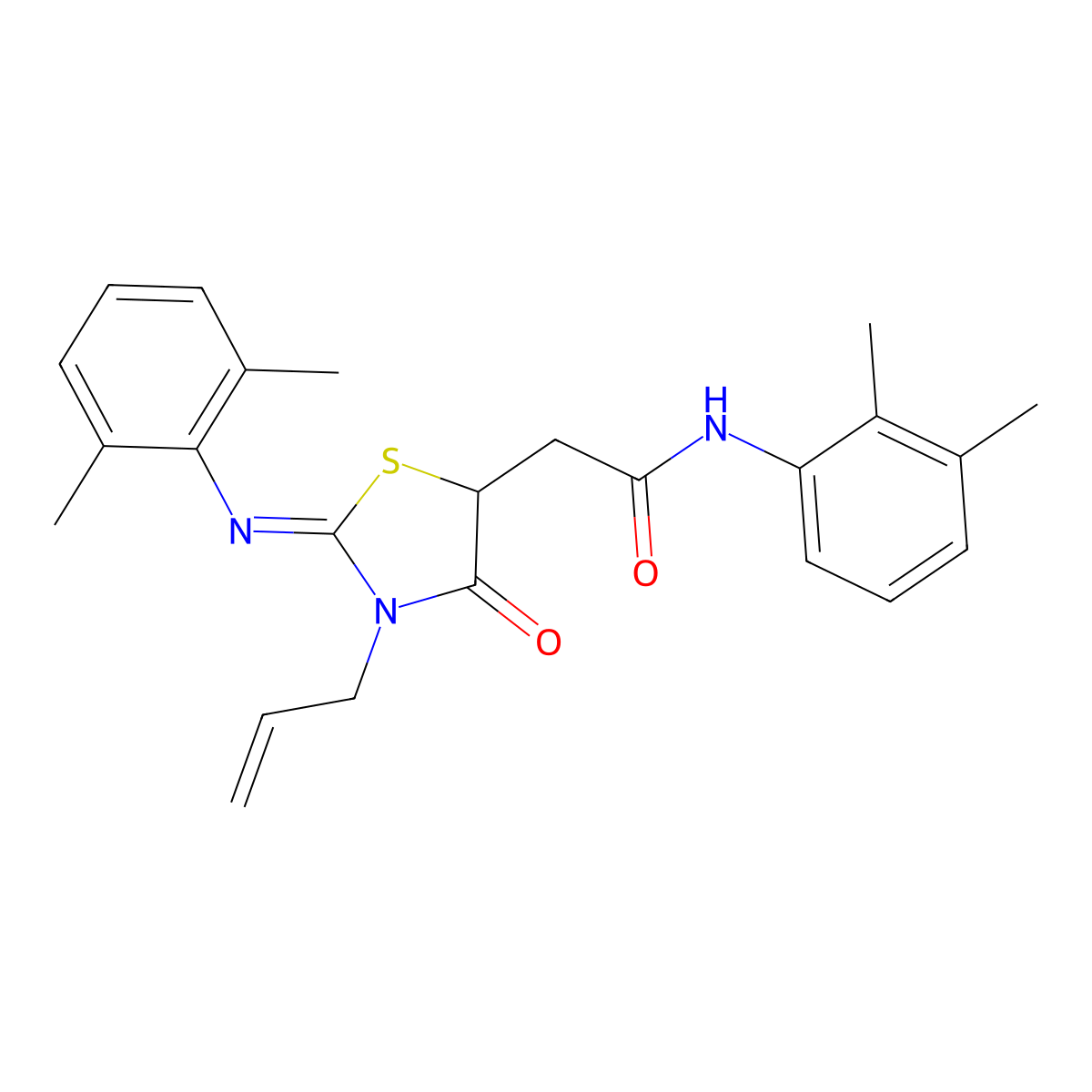 2-{3-allyl-2-[(2,6-dimethylphenyl)imino]-4-oxo-1,3-thiazolidin-5-yl}-N-(2,3-dimethylphenyl)acetamide molecular structure, CAS 489454-38-8