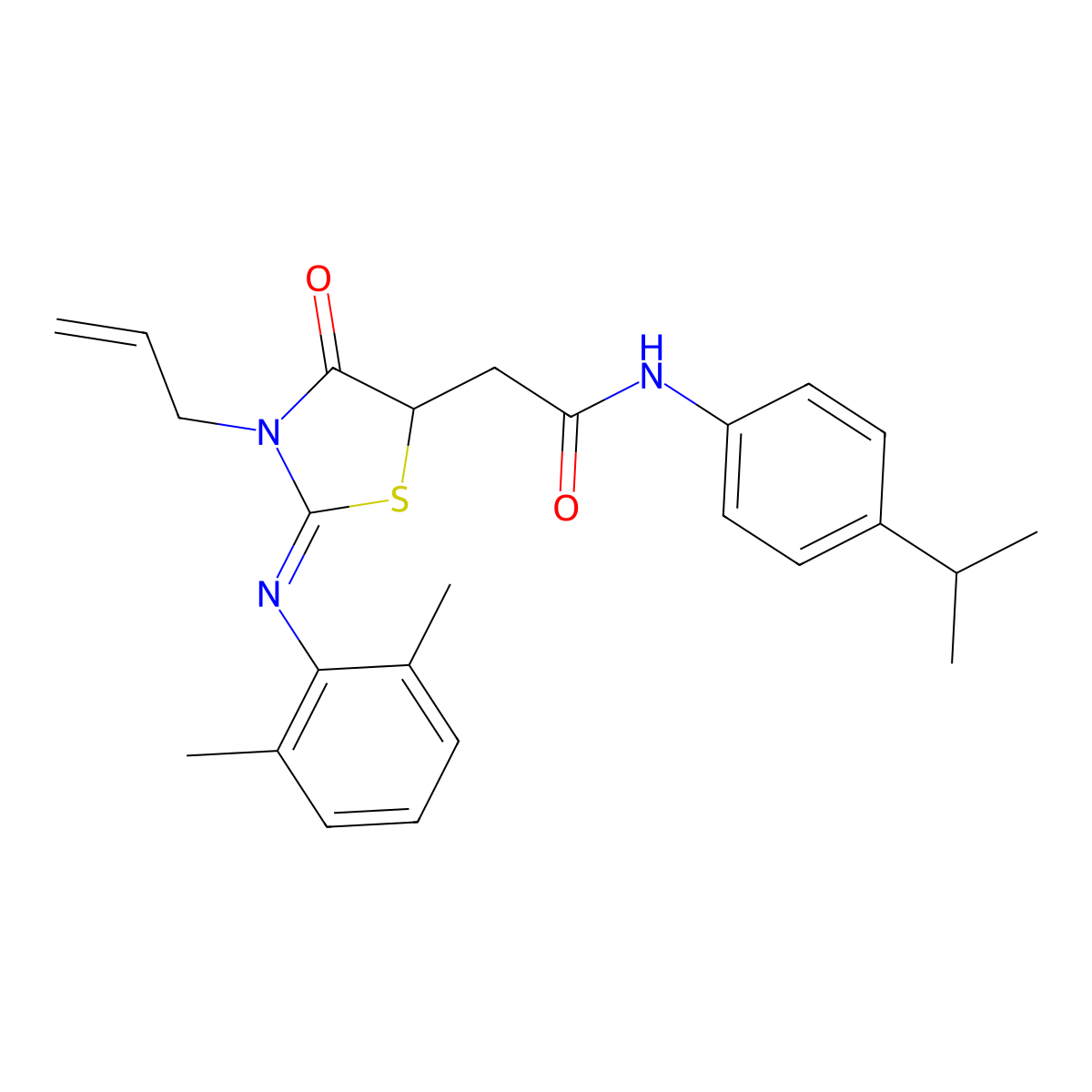 2-{3-allyl-2-[(2,6-dimethylphenyl)imino]-4-oxo-1,3-thiazolidin-5-yl}-N-(4-isopropylphenyl)acetamide molecular structure, CAS 489454-39-9