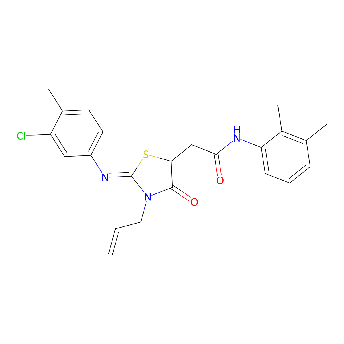 2-[2-(3-chloro-4-methylphenyl)imino-4-oxo-3-prop-2-enyl-1,3-thiazolidin-5-yl]-N-(2,3-dimethylphenyl)acetamide molecular structure, CAS 489454-66-2