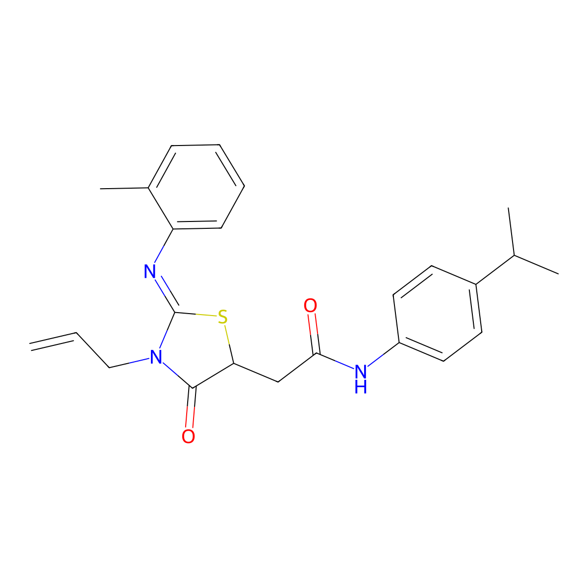 2-{3-allyl-2-[(2-methylphenyl)imino]-4-oxo-1,3-thiazolidin-5-yl}-N-(4-isopropylphenyl)acetamide molecular structure, CAS 489454-97-9