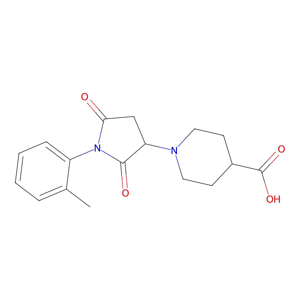 1-[1-(2-Methylphenyl)-2,5-dioxoazolidin-3-yl]piperidine-4-carboxylic acid molecular structure, CAS 489455-31-4
