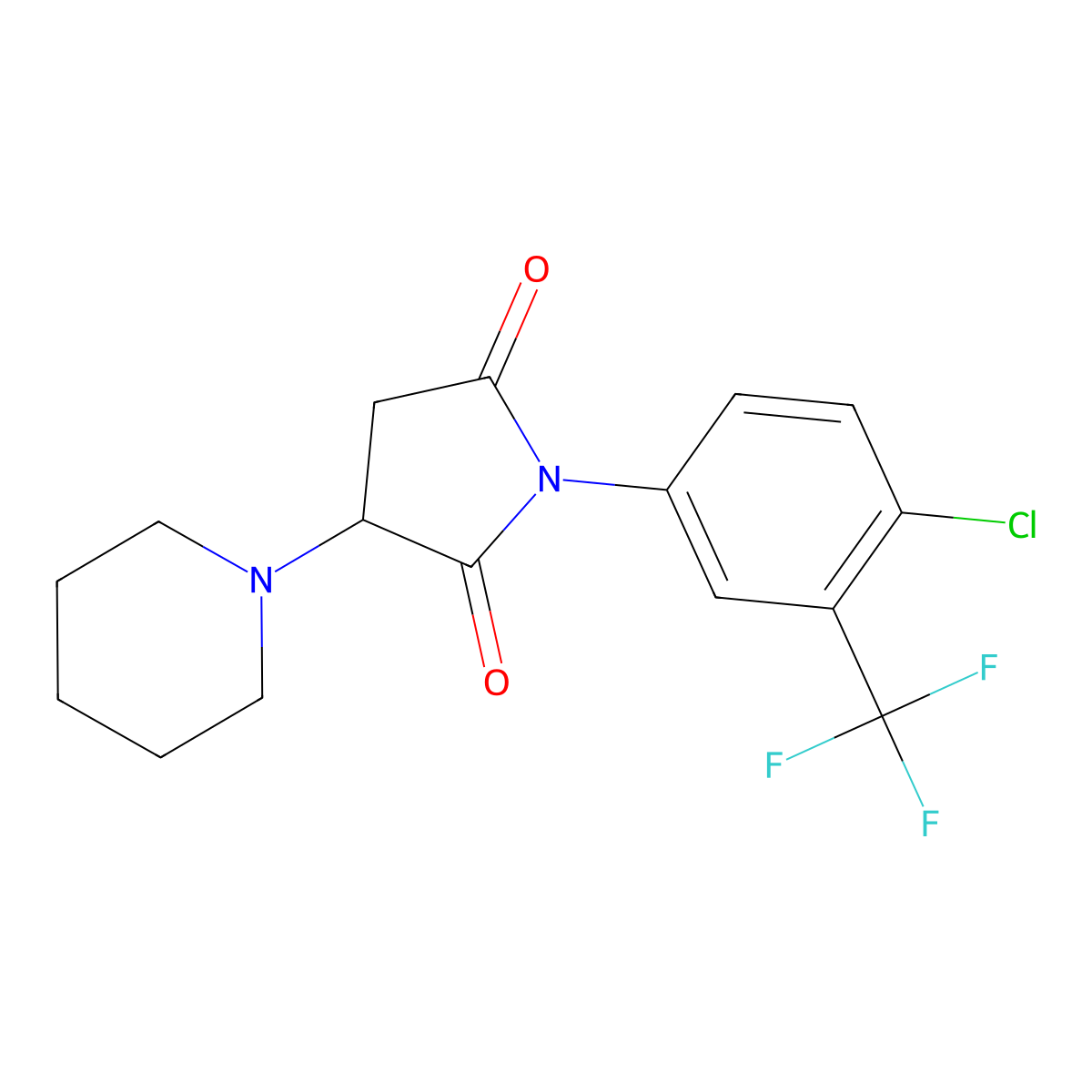 1-[4-Chloro-3-(trifluoromethyl)phenyl]-3-piperidin-1-ylpyrrolidine-2,5-dione molecular structure, CAS 489456-67-9