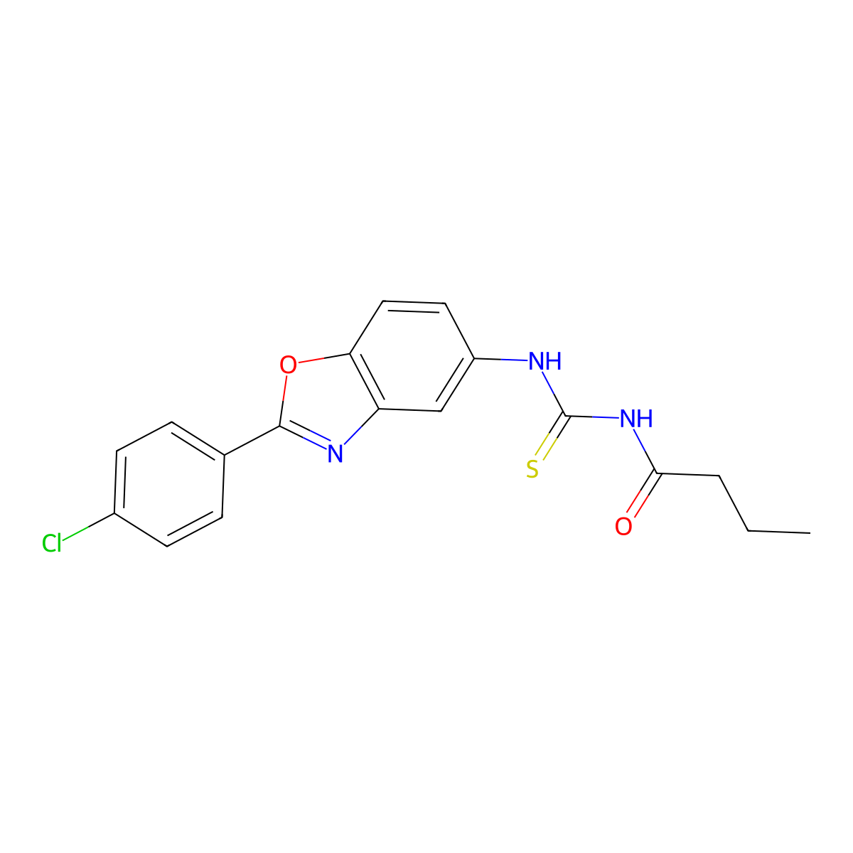 N-[[2-(4-chlorophenyl)-1,3-benzoxazol-5-yl]carbamothioyl]butanamide molecular structure, CAS 489457-36-5