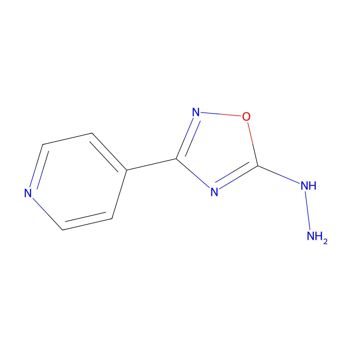4-(5-Hydrazinyl-1,2,4-oxadiazol-3-yl)pyridine molecular structure, CAS 489460-98-2