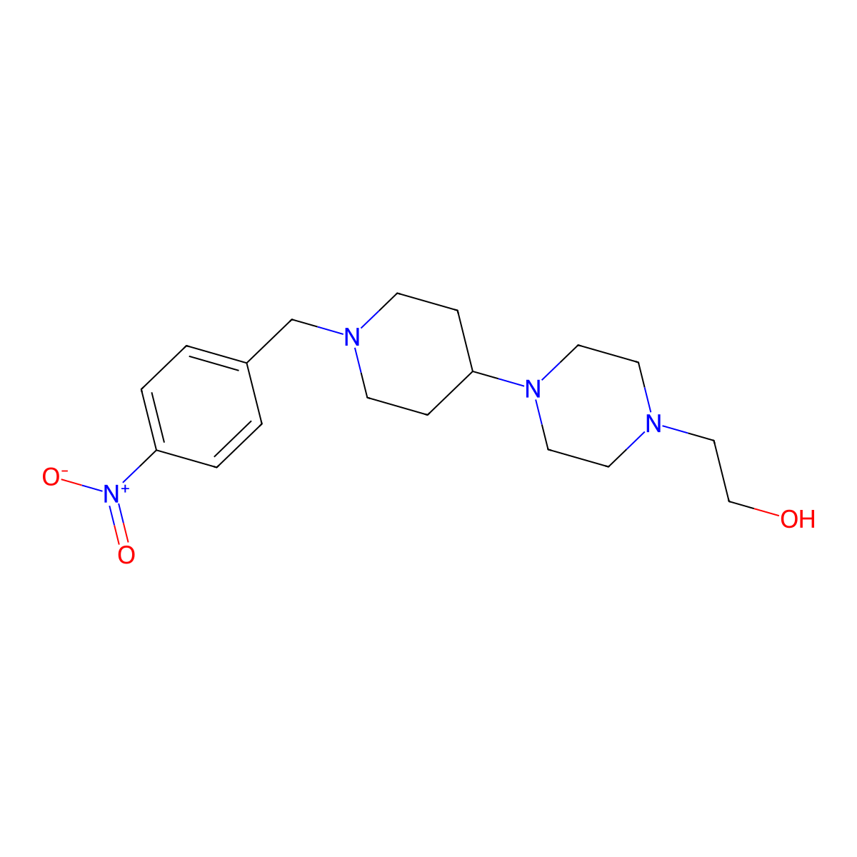 2-[4-[1-[(4-Nitrophenyl)methyl]piperidin-4-yl]piperazin-1-yl]ethanol molecular structure, CAS 489462-06-8