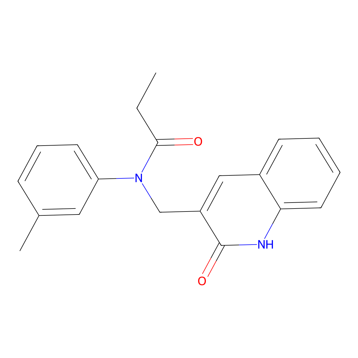 N-(3-methylphenyl)-N-[(2-oxo-1H-quinolin-3-yl)methyl]propanamide molecular structure, CAS 489462-68-2