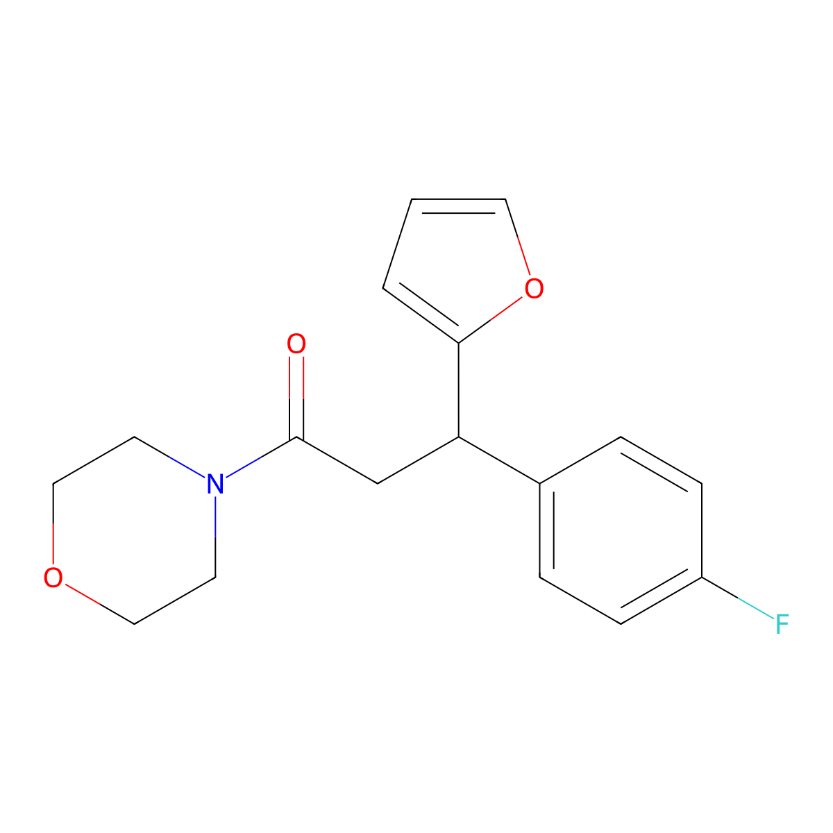 3-(4-Fluorophenyl)-3-(furan-2-yl)-1-morpholin-4-ylpropan-1-one molecular structure, CAS 489462-71-7